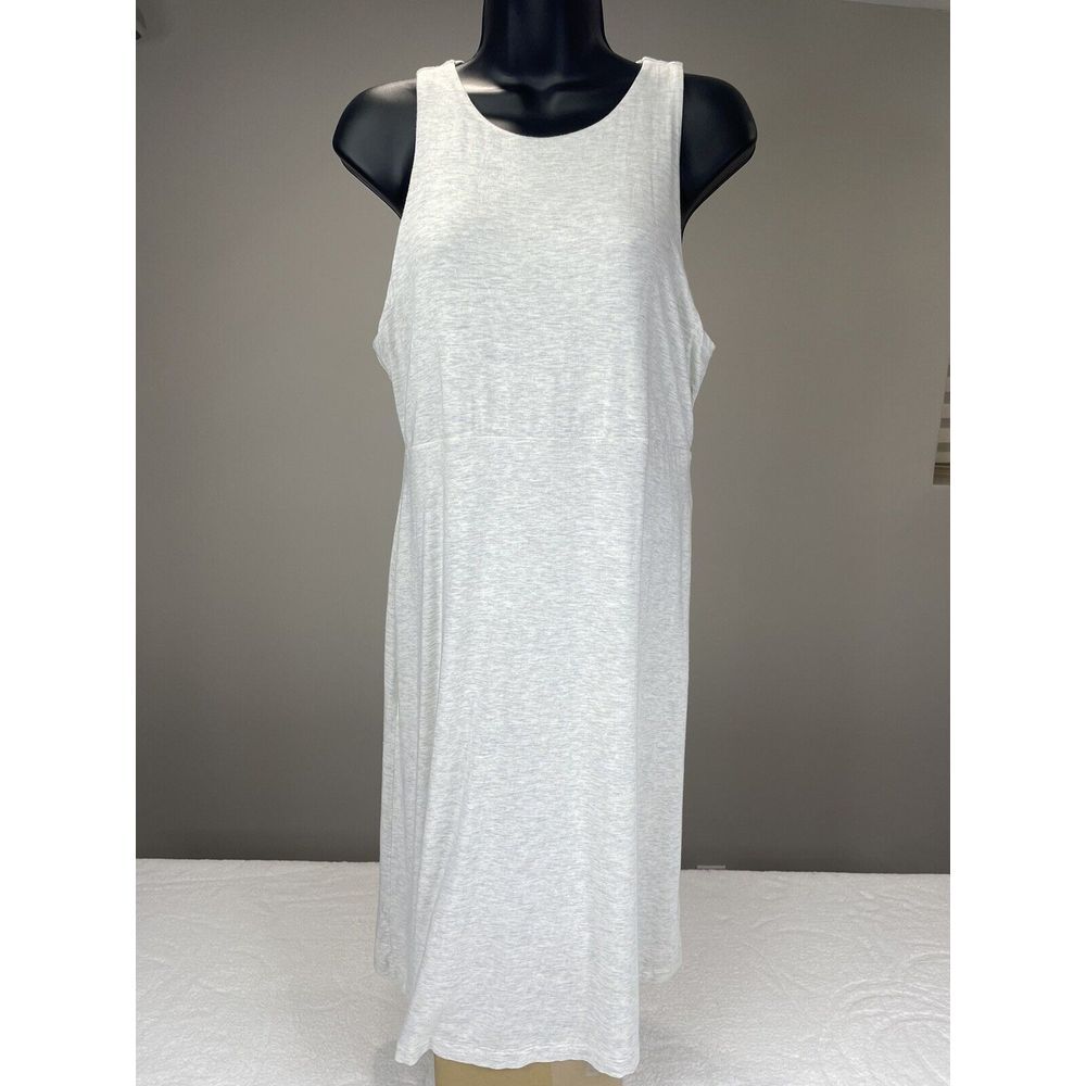 Athleta Women Oatmeal White Bodycon Midi Sleeveless Fully Lined Dress size M.‎